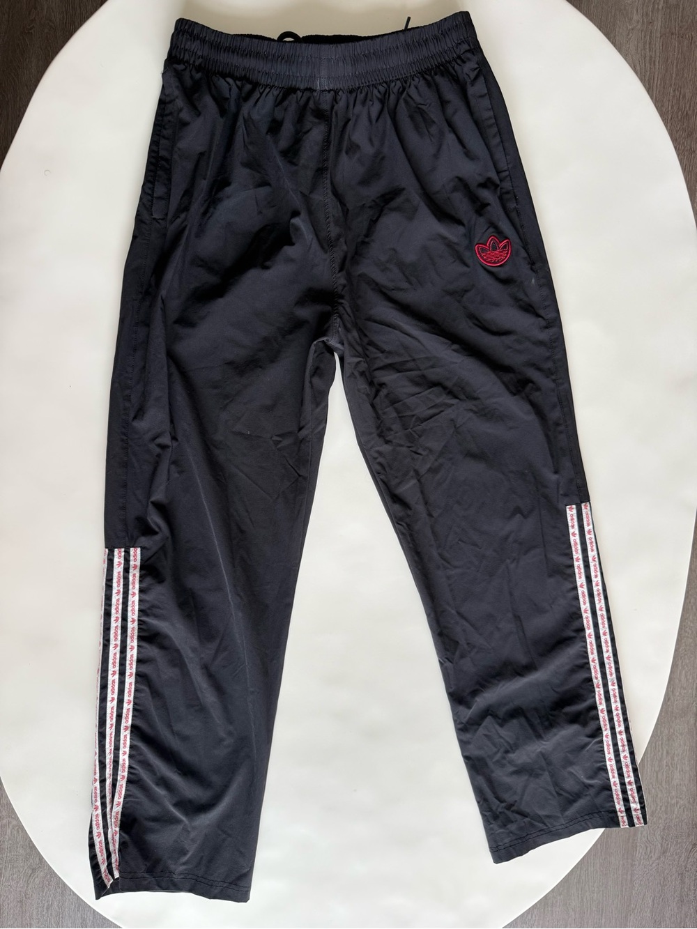 Vintage Adidas Originals Black Red Trefoil Logo Tape Track Pants